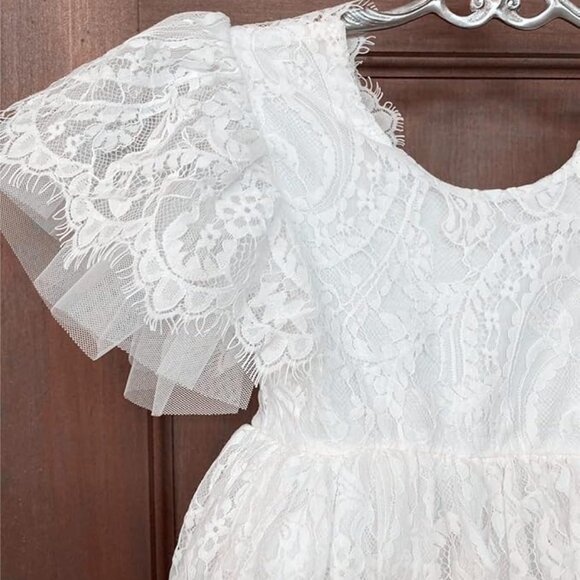 Baby Toddler Flutter Sleeve Lace Back Tulle - Picture 3 of 4
